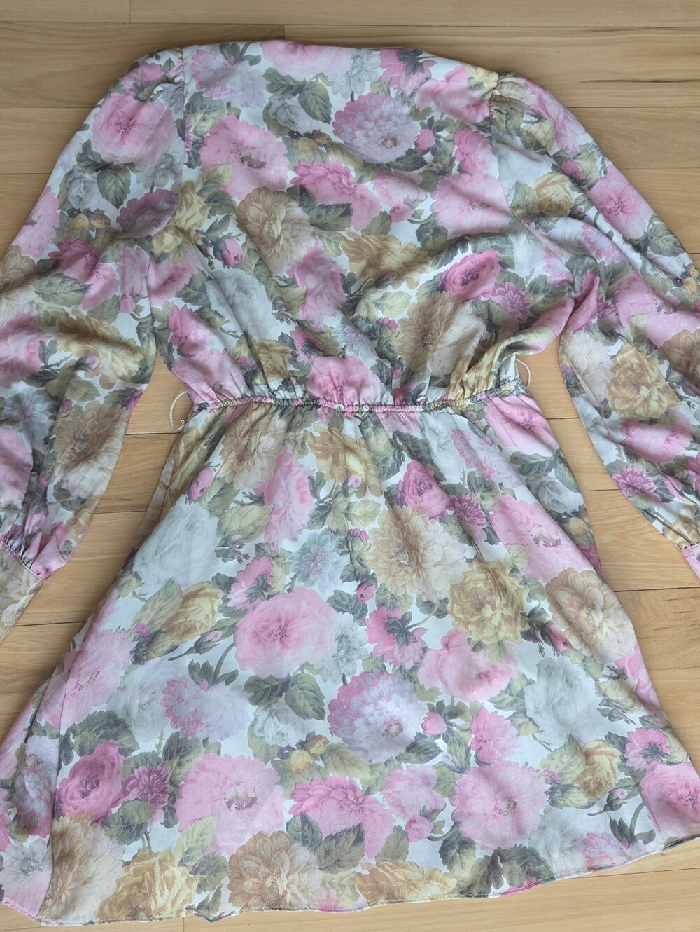 Lucy Paris Floral Mini Dress Puff Sleeve Button Front Romantic Cottagecore NWT M - Picture 4 of 6